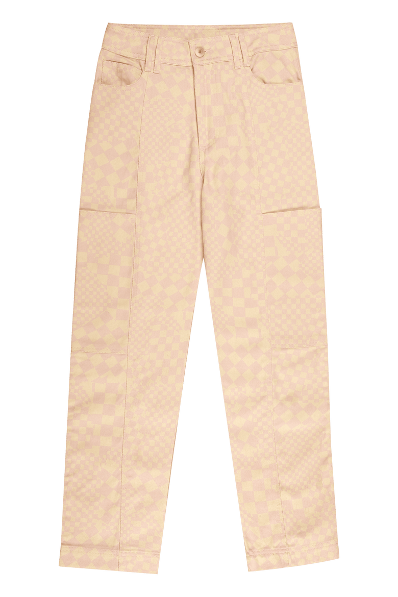 Pierot Straight-Leg Checkered Jeans, Main, color, Pink Check
