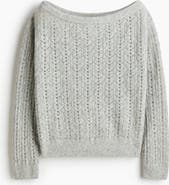 H&M Pointelle-knit Off-the-shoulder Jumper