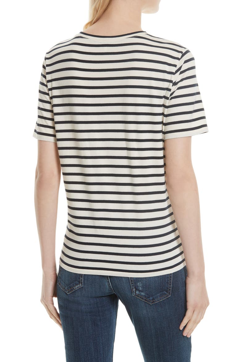 The Modern Stripe Cotton Tee, Alternate, color, CREAM/ NAVY