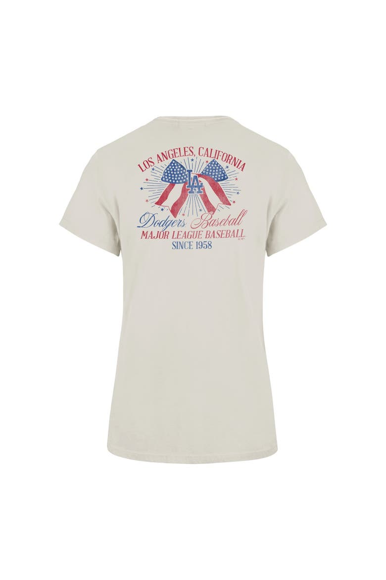 Women's '47 Cream Los Angeles Dodgers Bow Burst Frankie T-Shirt, Alternate, color, Cream