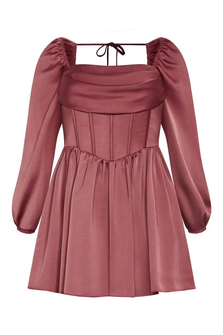 Flirty Corset Satin Dress, Alternate, color, ROSE
