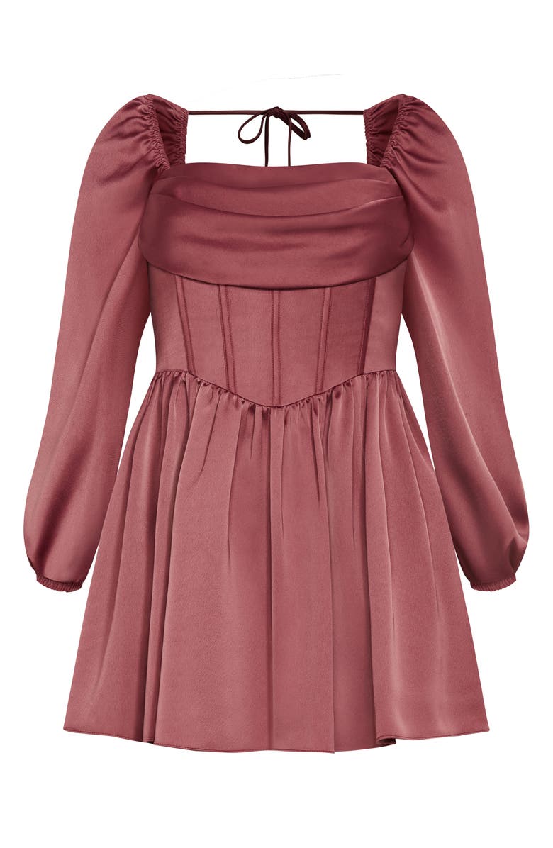 City Chic Flirty Corset Satin Dress, Alternate, color, Rose