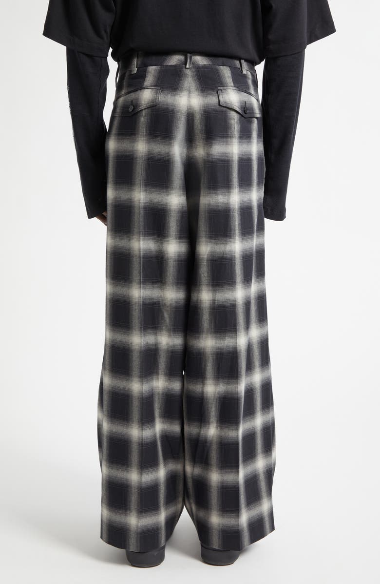 LU'U DAN Triple Pleat Ombré Check Wide Leg Flannel Pants, Alternate, color, Ombre Check