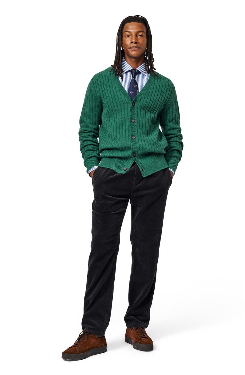 Aubin Leonard Wool Cable Sweater Cardigan, Alternate, color, Green