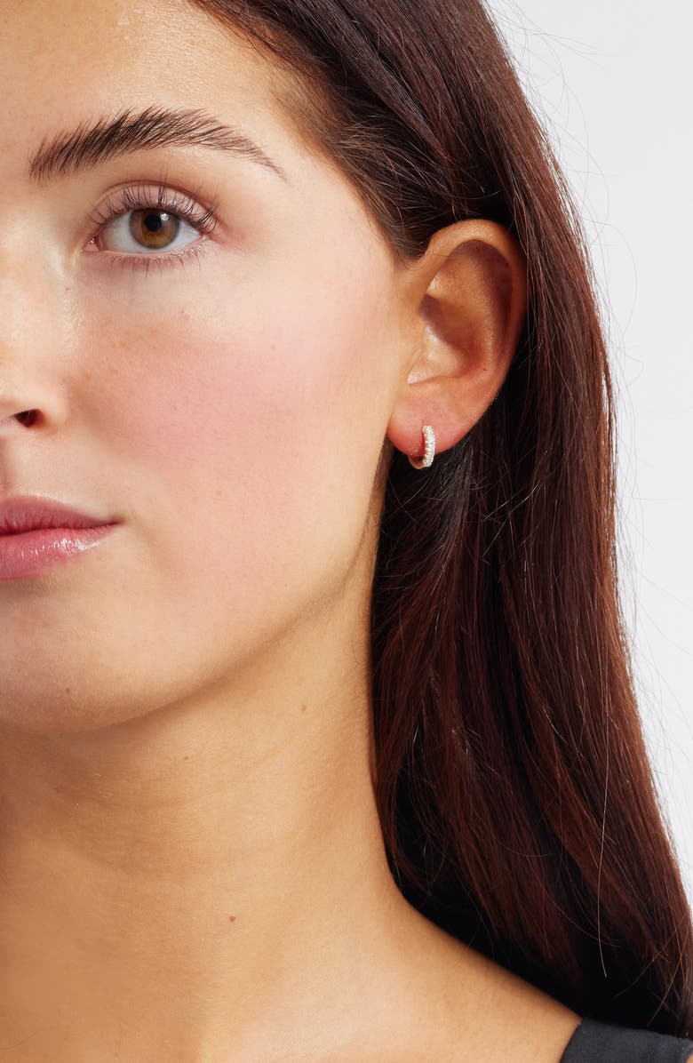 Nordstrom Demi Fine Cubic Zirconia Huggie Hoop Earrings, Alternate, color, Sterling Silver Plated