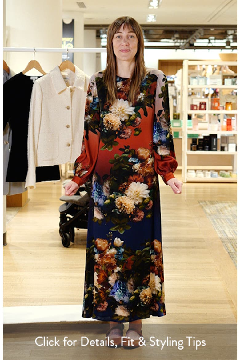 The Renata Floral Long Sleeve Silk Blend Maxi Dress video