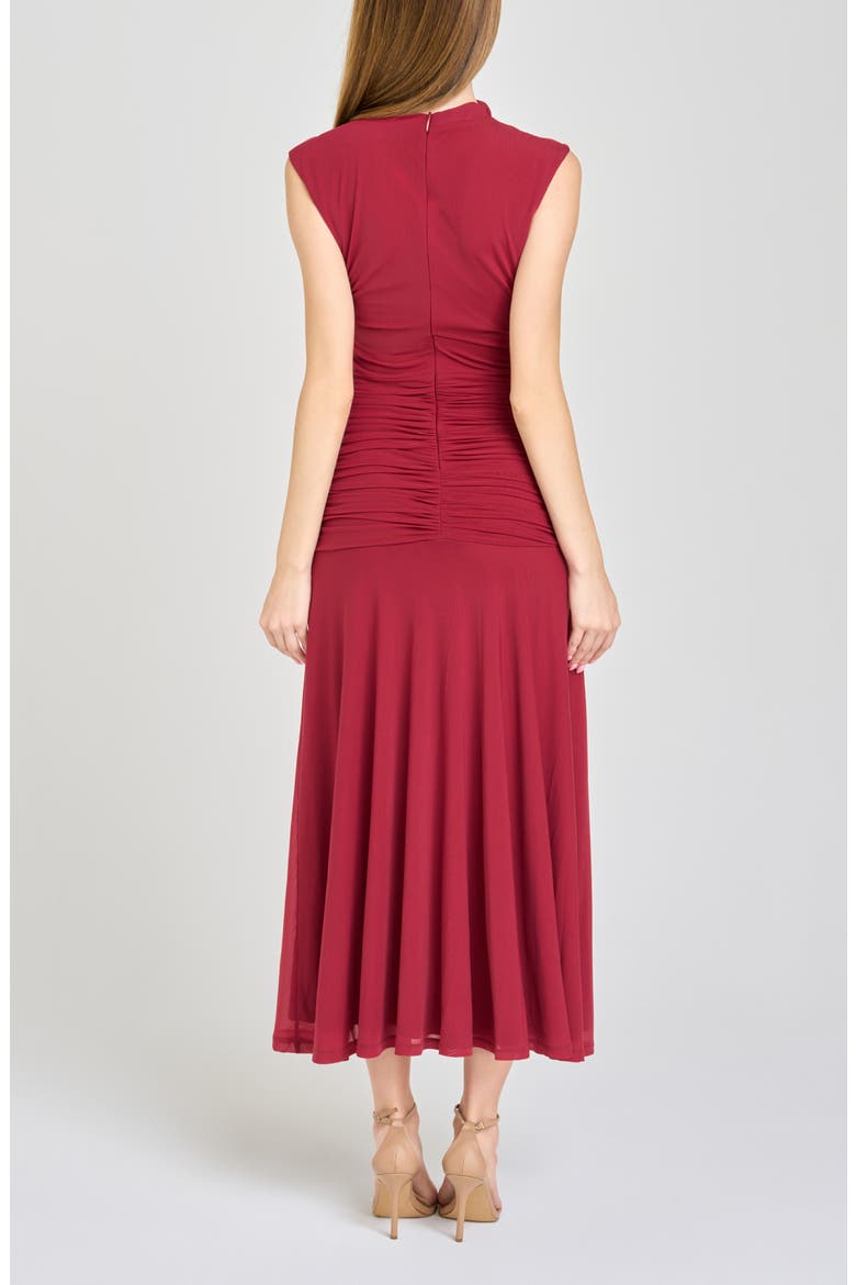 Sarielle Ruched Midi Dress, Alternate, color, BERRY