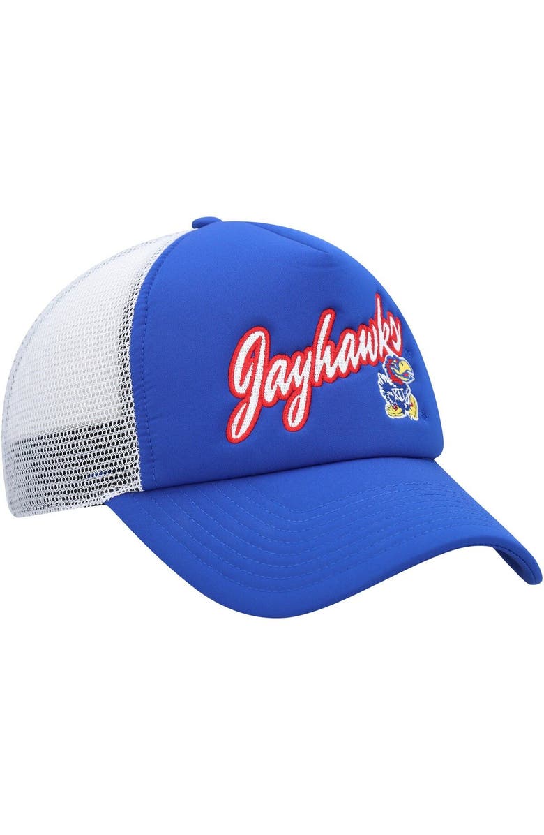 adidas Men's adidas Royal Kansas Jayhawks Script Trucker Snapback Hat, Alternate, color, Royal
