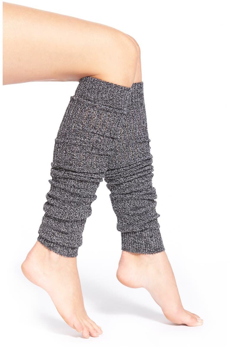 Marled Knit Leg Warmers, Main, color, BLACK W/ WHITE