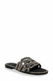 CHASE AND CHLOE Rhinestone Embellished Slide Sandal
