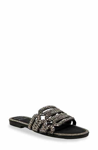 CHASE AND CHLOE Rhinestone Embellished Slide Sandal