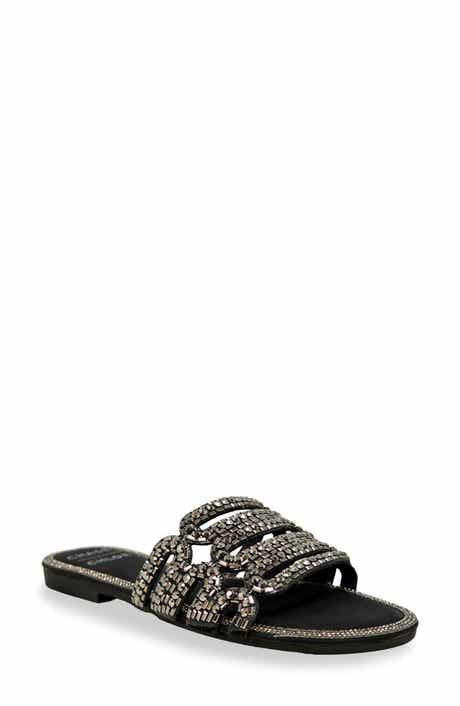 CHASE AND CHLOE Rhinestone Embellished Slide Sandal
