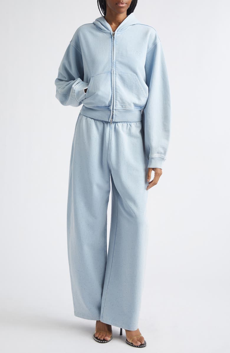 Alexander Wang Crystal Embellished Relaxed Fit Cotton Sweatpants, Alternate, color, Washed Sky