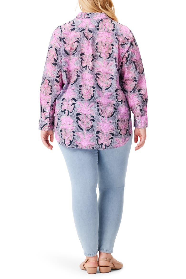 Petal Patch Relaxed Cotton Button-Up Shirt, Alternate, color, PINK MULTI