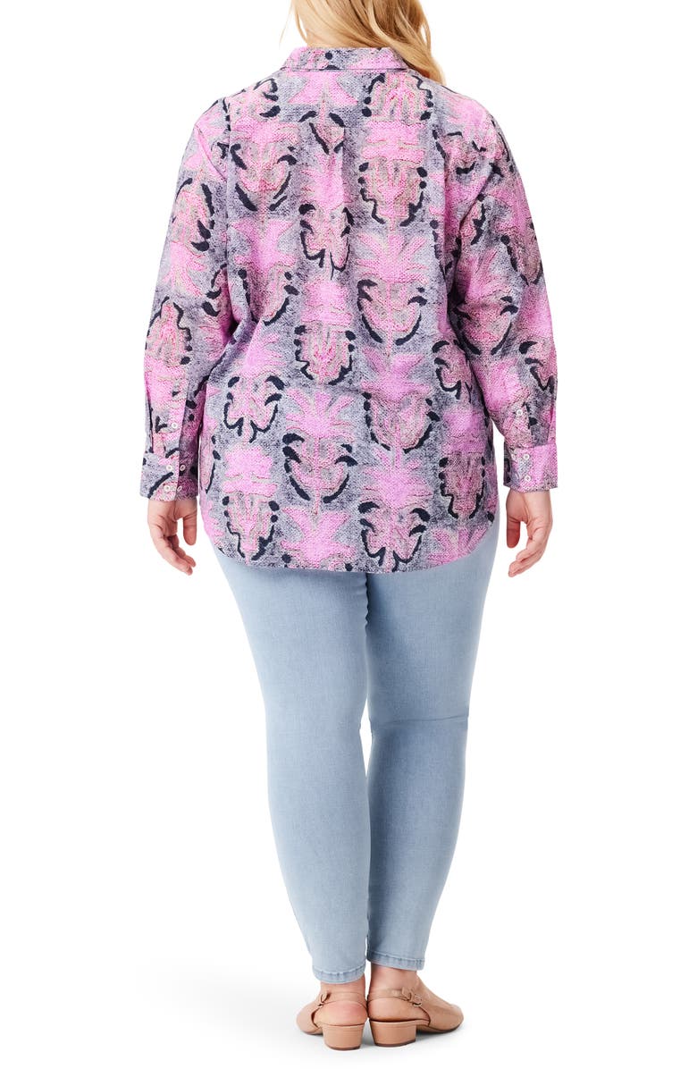 NIC+ZOE Petal Patch Relaxed Cotton Button-Up Shirt, Alternate, color, Pink Multi