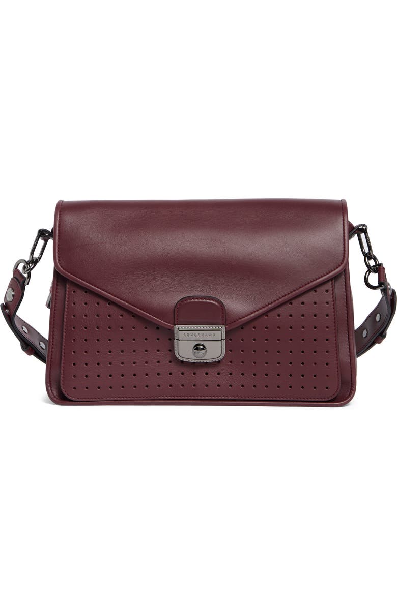 Longchamp Mademoiselle Perforated Shoulder Bag, Main, color, Brandy
