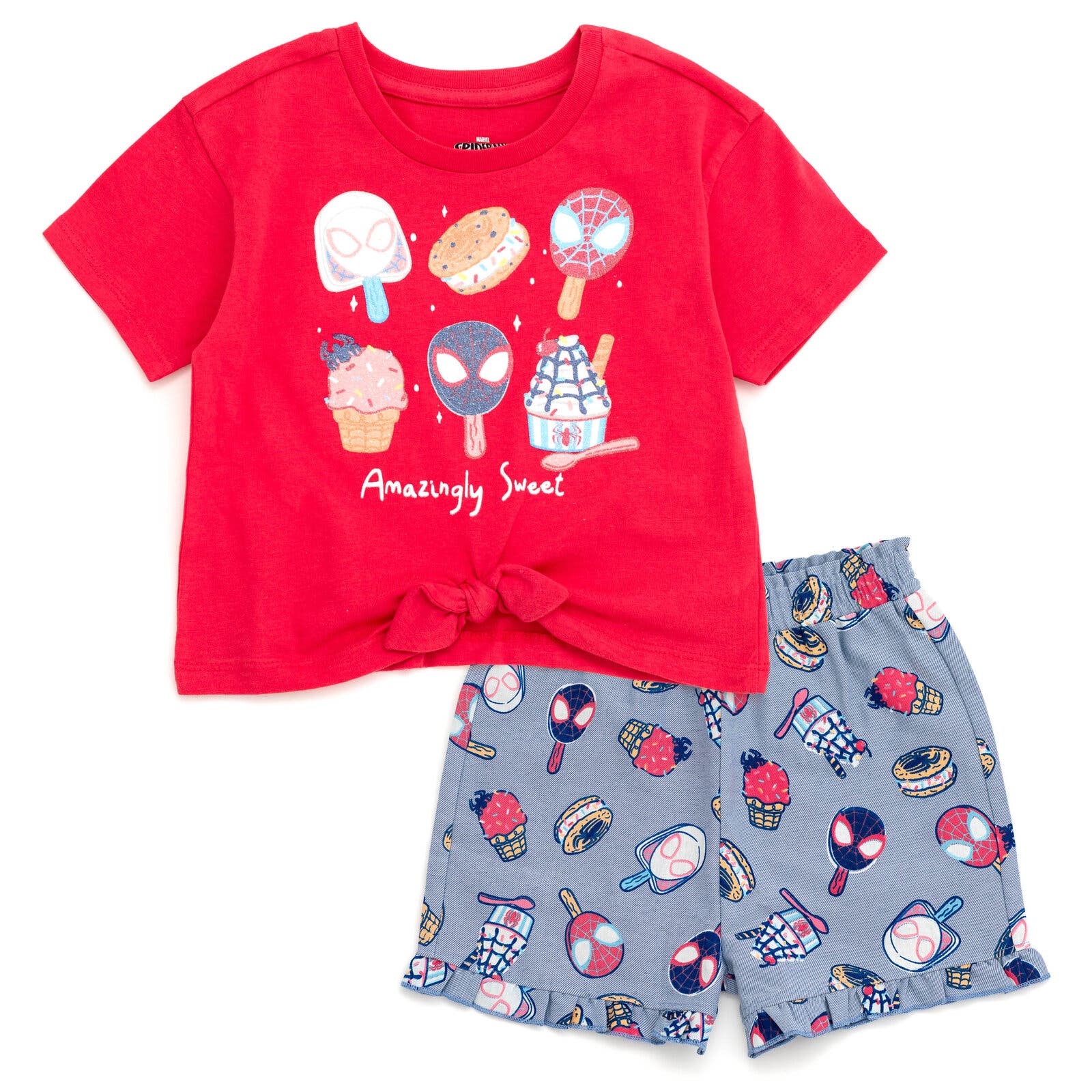 Marvel Spider-Man T-Shirt & Chambray Shorts Set in Red 