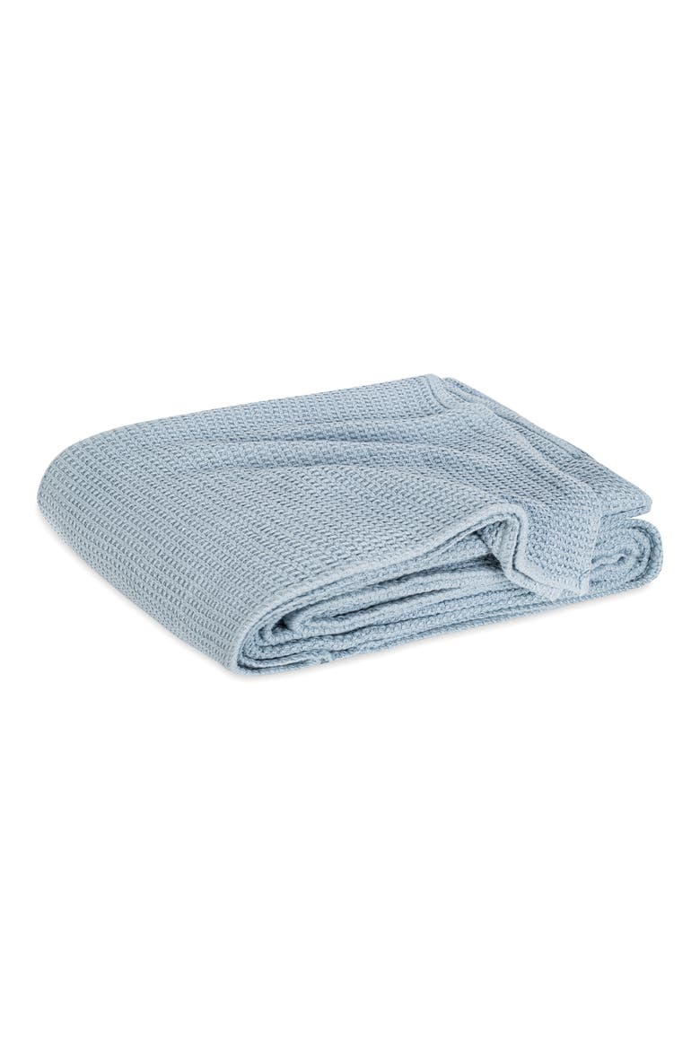 Chatham Waffle Cotton Blanket, Main, color, HAZY BLUE