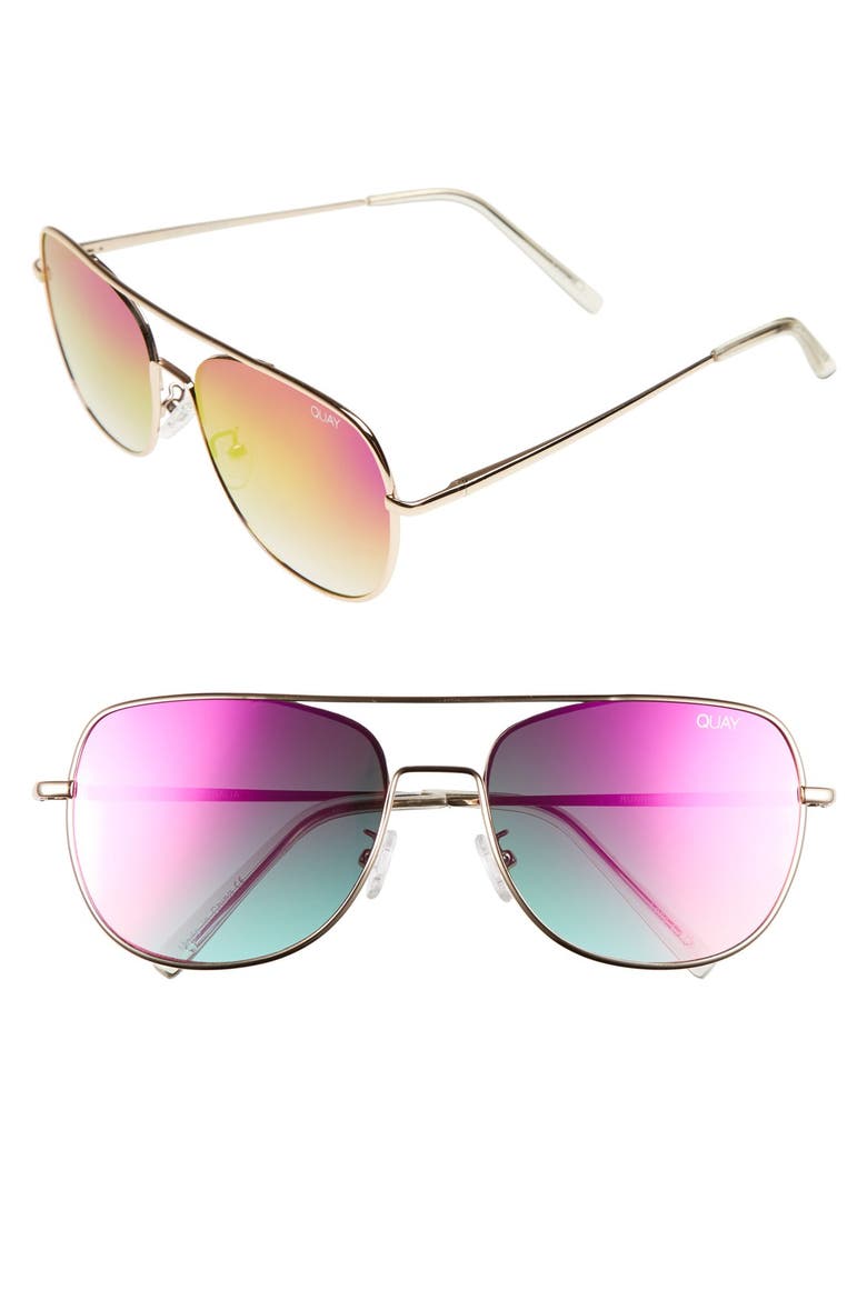 Australia 'Running Riot' 58mm Aviator Sunglasses, Main, color, GOLD/ PINK