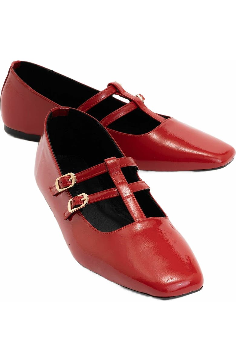 Forever & Always Shoes Starling Leather Mary Jane Flats, Main, color, Red Patent Leather