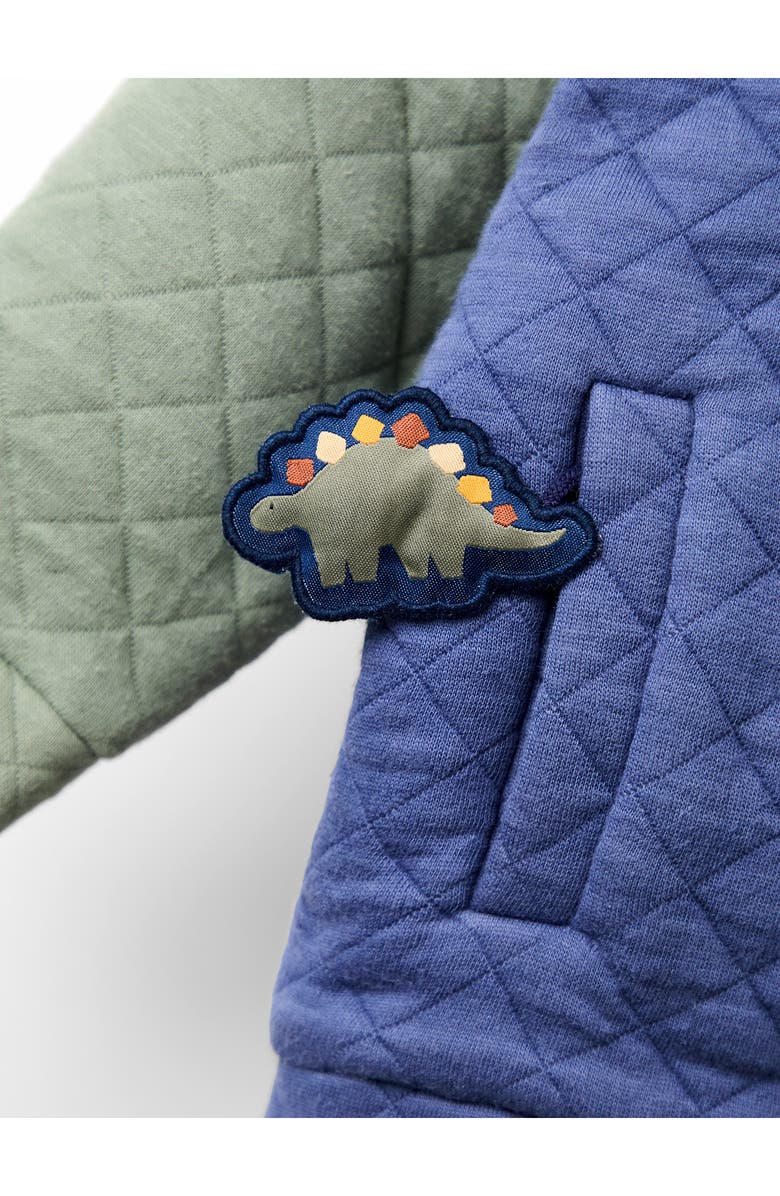 JOJO MAMAN BEBE Kids' Dinosaur Appliqué Hooded Bomber Jacket, Alternate, color, Indigo