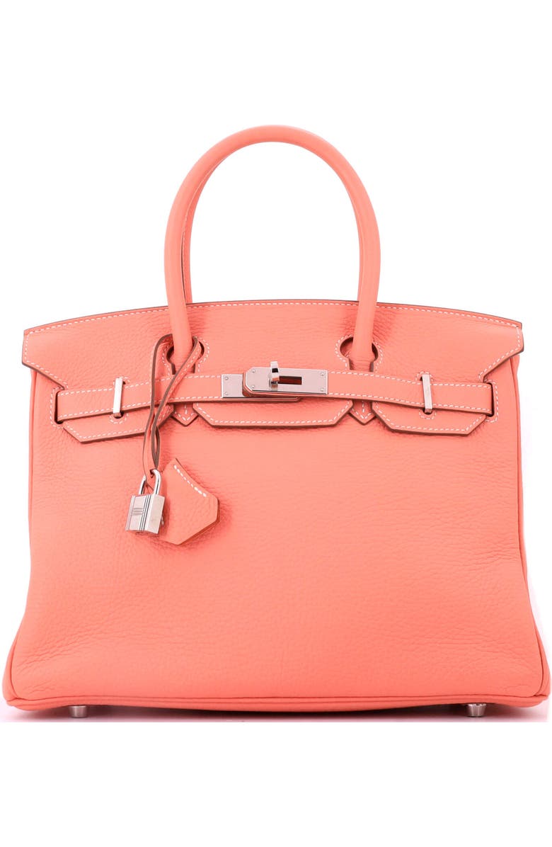 Pre-Owned Hermes Birkin Handbag Pink Clemence with Palladium Hardware 30, Main, color, Crevette