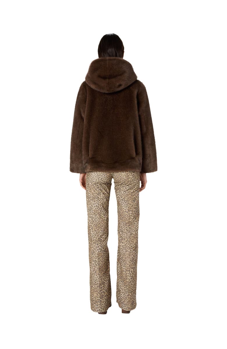 GERARD DAREL Morgane Hooded Faux Fur Coat, Alternate, color, Cigar
