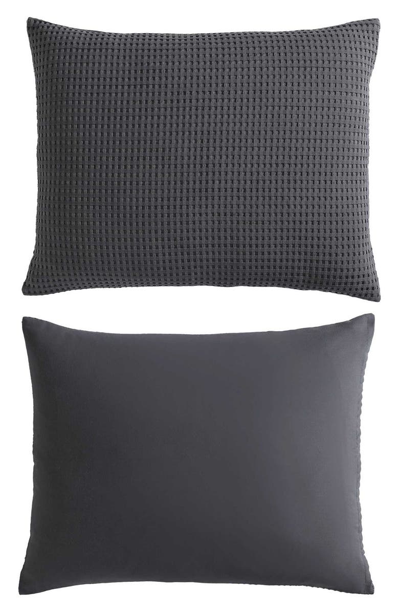 Kenneth Cole New York Solid Waffle Duvet & Sham Set, Alternate, color, Medium / Dark Grey