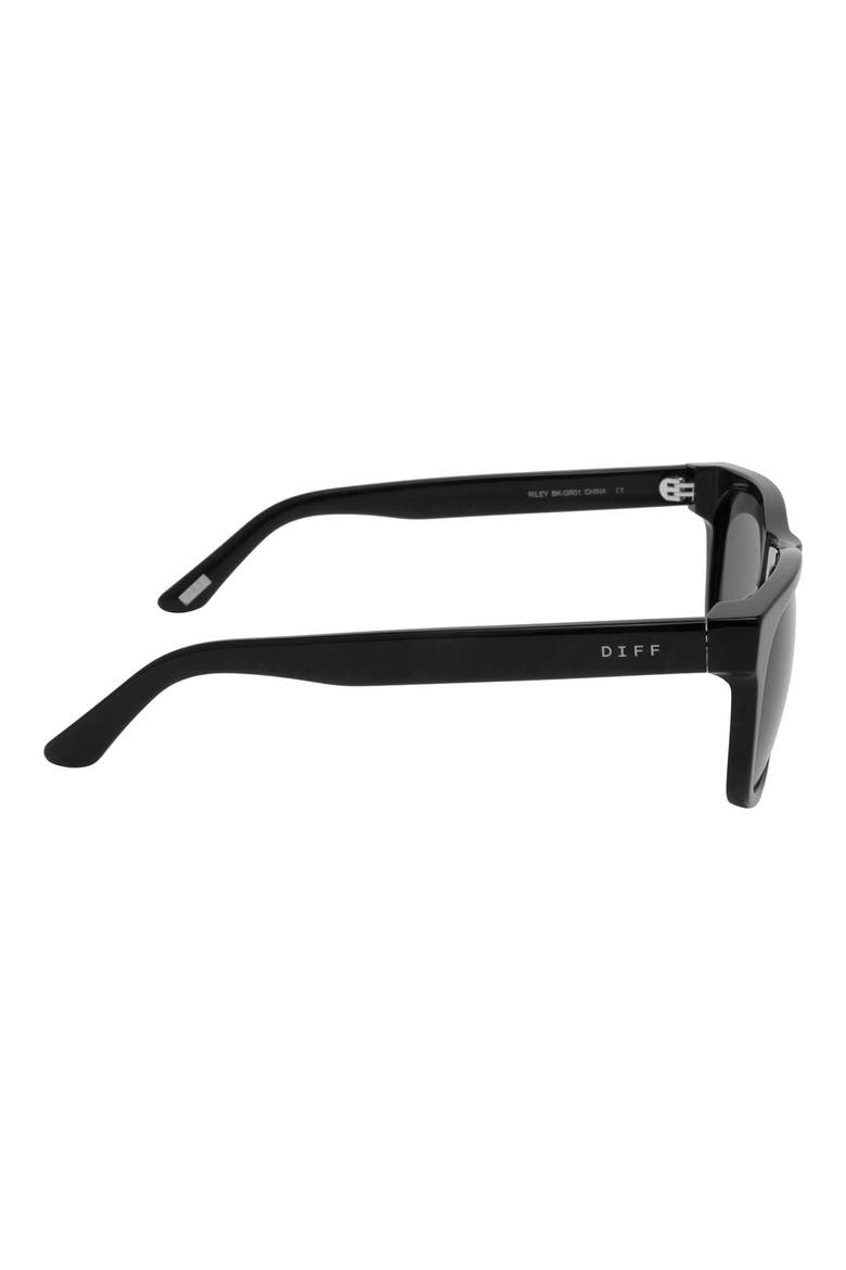 Riley 55mm Polarized Rectangle Sunglasses, Alternate, color, BLACK + GREY