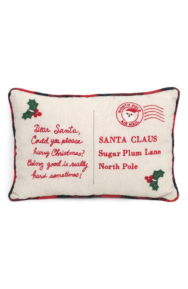 MON AMI Dear Santa Accent Pillow, Main, color, Tan