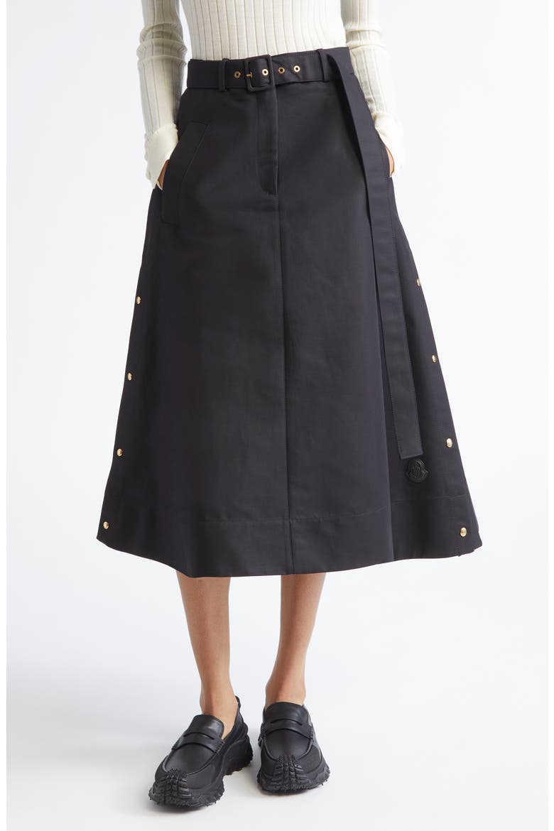 Belted A-Line Skirt, Main, color, BLACK