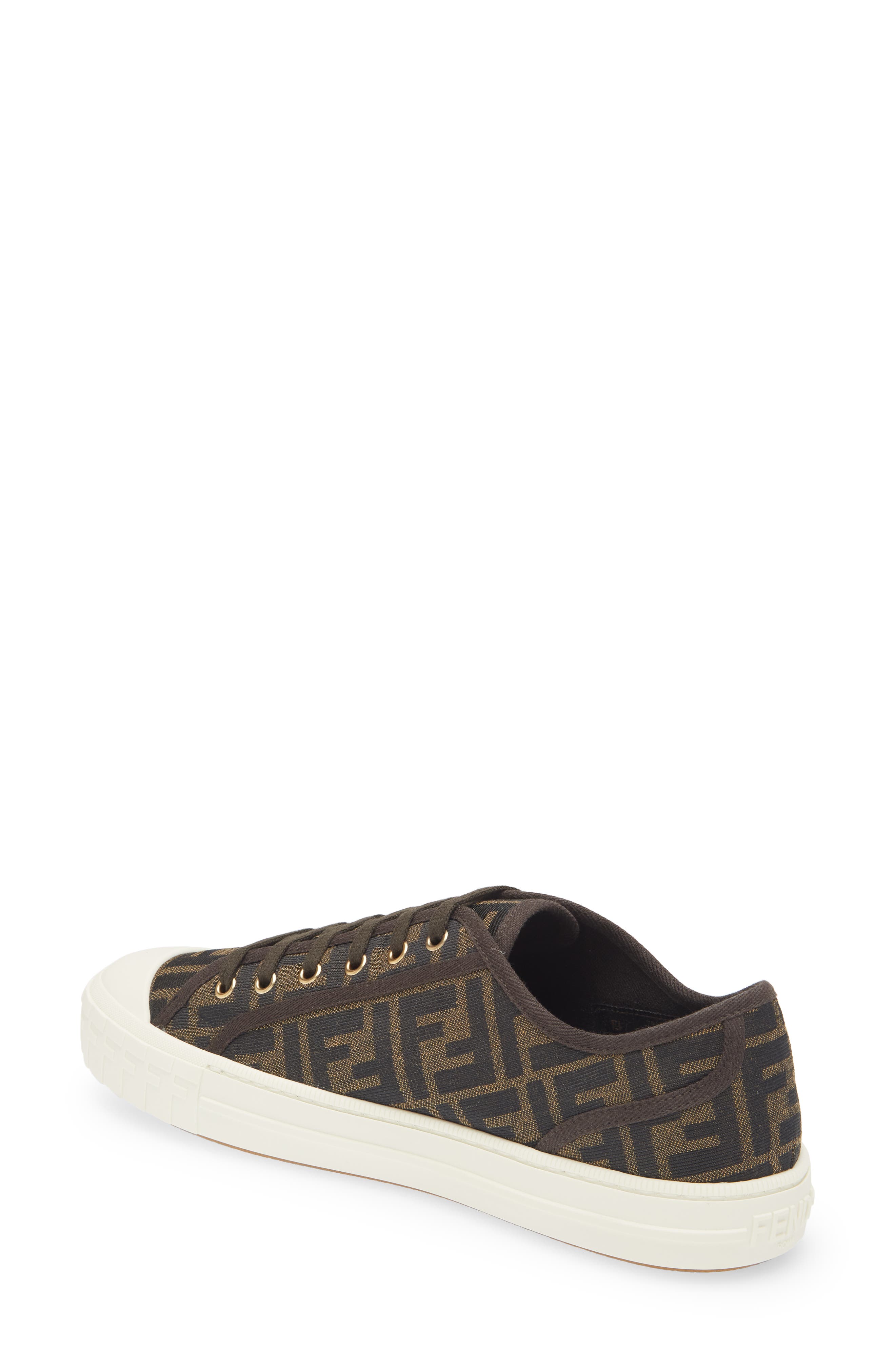 Fendi FF Domino Low Top Sneaker, Alternate, color, Brown/ Black