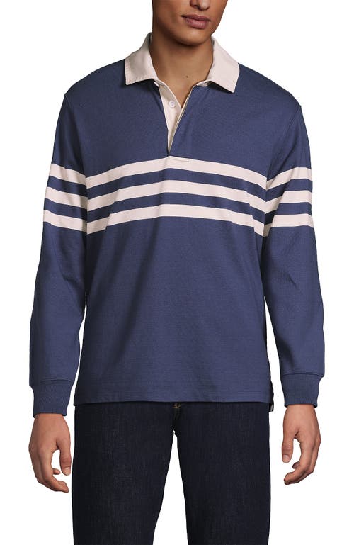 Lands' End Long Sleeve Rugby Shirt In Blue