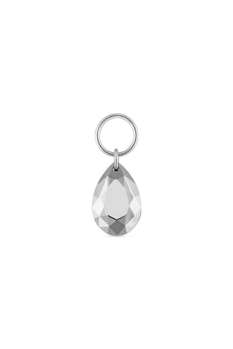 Faceted Pear Charm Pendant, Main, color, WHITE GOLD