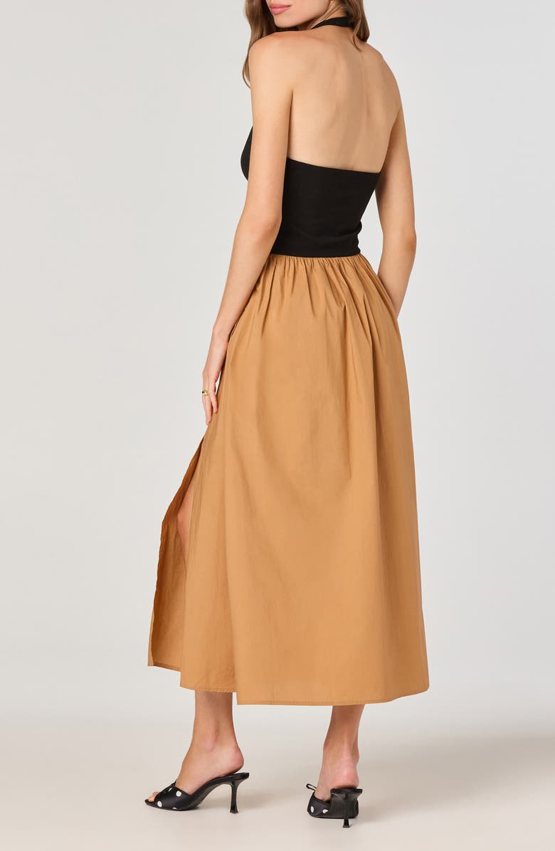 ASTR the Label Mixed Media Halter Dress, Alternate, color, Black Contrast