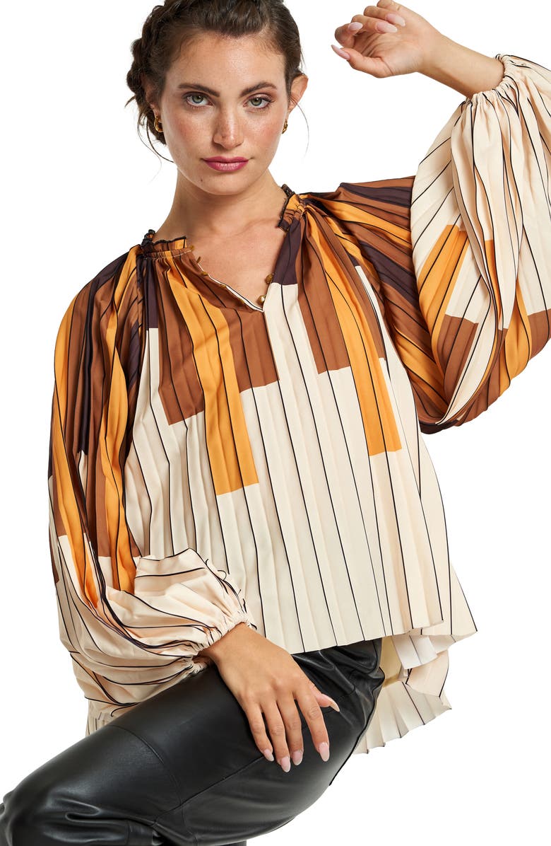 CIEBON Nicolette Printed Top, Alternate, color, Yellow Multi