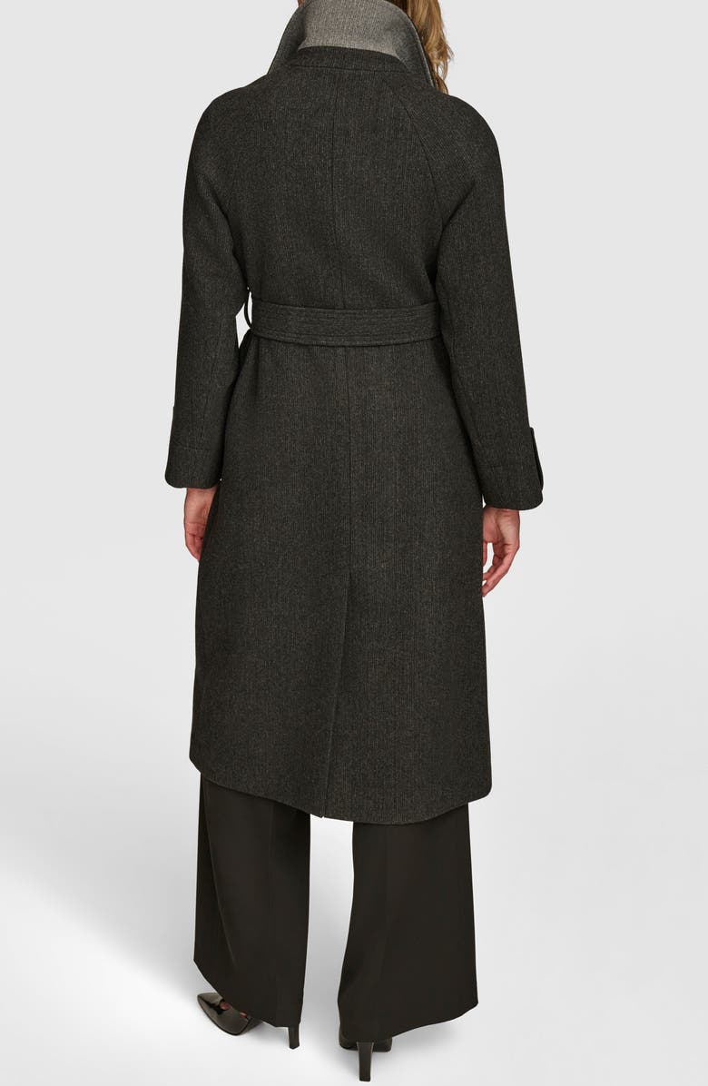 Donna Karan New York Convertible Collar Double Breasted Wool Blend Coat, Alternate, color, Black