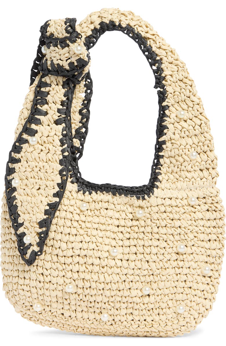 ALESSIA BIANCHI Faux Pearl Shoulder Bag, Main, color, Off White/ Black