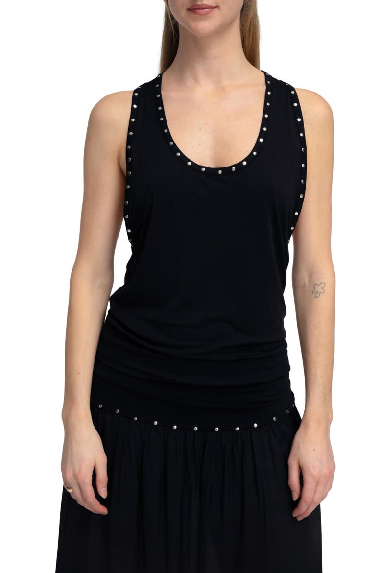 Yuna Studded Tank Top, Main, color, BLACK