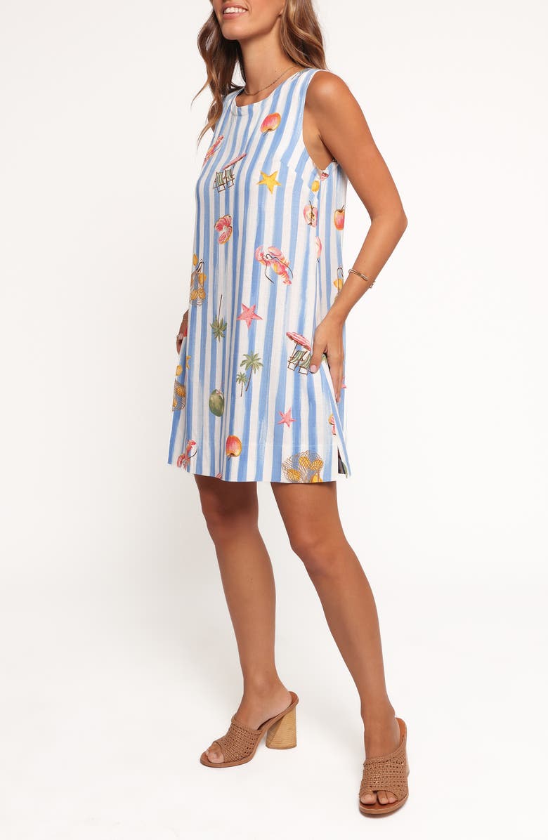 Petal & Pup Zoe Stripe Vacation Print Minidress, Alternate, color, 