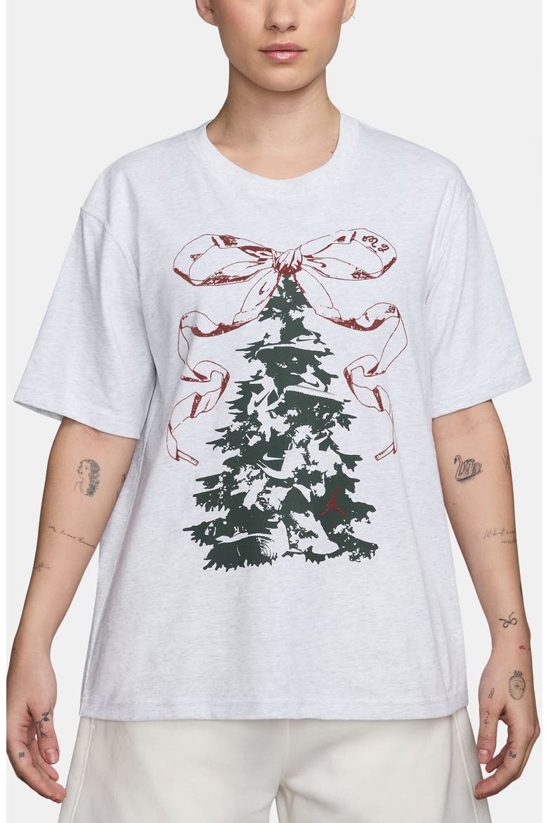 Christmas Tree Graphic T-Shirt, Main, color, BIRCH HEATHER/ MIDNIGHT GREEN