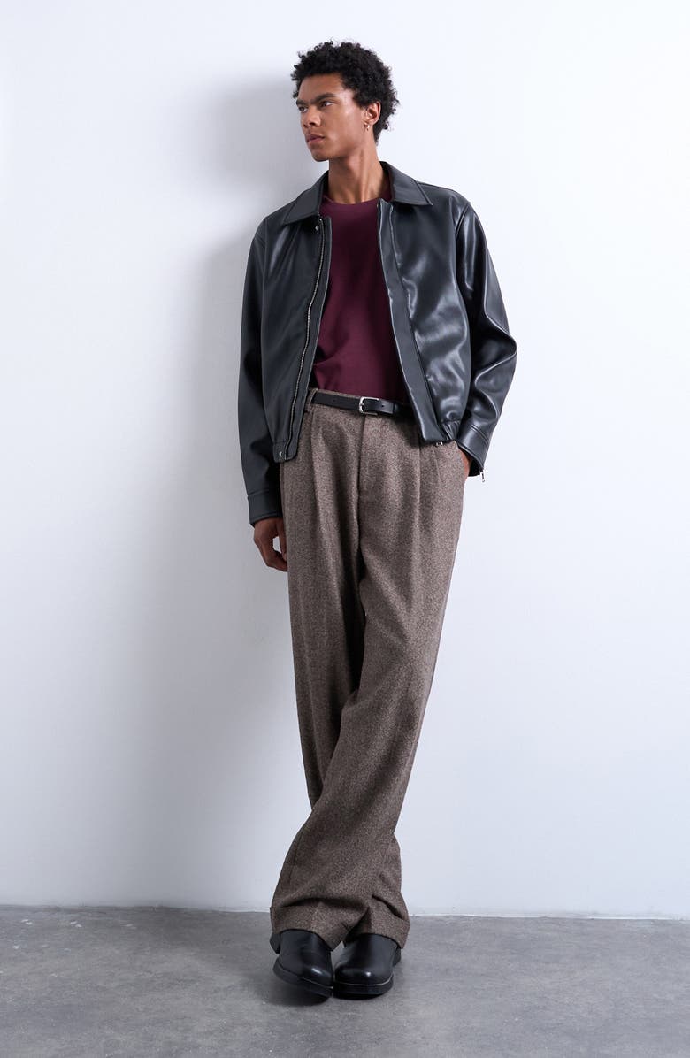 Topman Faux Leather Jacket, Alternate, color, Black