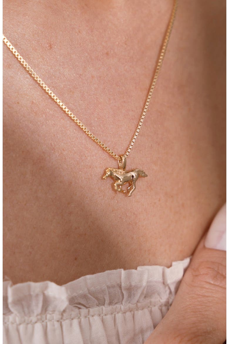 Fire Horse Box Chain Necklace, Alternate, color, Gold Vermeil