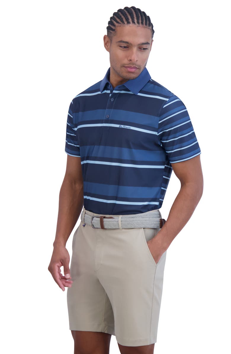 Ben Sherman Mixed Stripe Tech Jersey Polo, Alternate, color, Sea