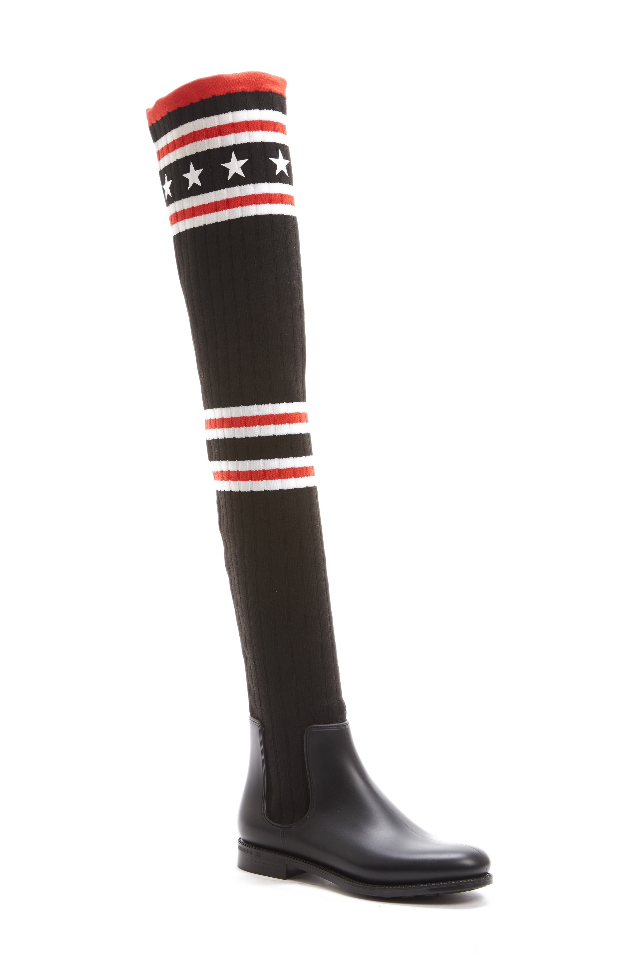 Storm Over the Knee Sock Boot, Main, color, BLACK/ RED
