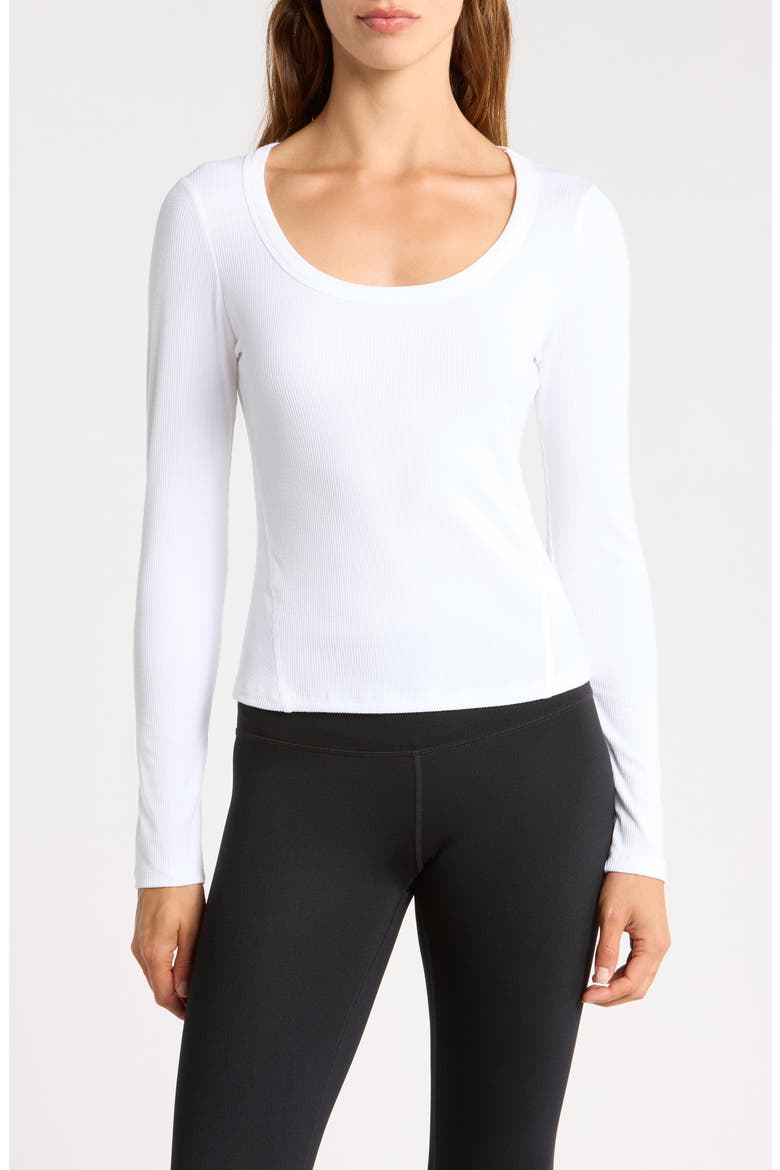Glow Rib Long Sleeved T-Shirt, Main, color, WHITE