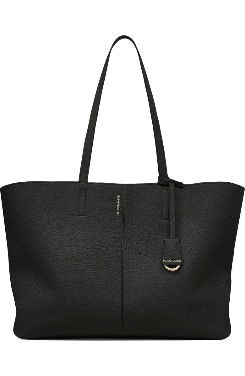 MAISON de SABRÉ Large Leather Snap Soft Tote, Main, color, Rouge Noir
