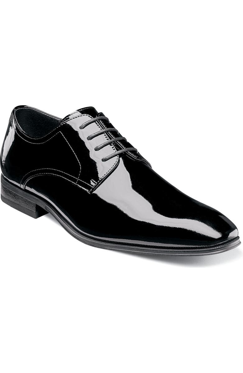Florsheim Tux Plain Toe Derby, Main, color, Black Patent Leather