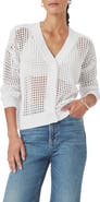 Splendid Camellia Openwork V-Neck Cotton Blend Cardigan