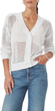 Splendid Camellia Openwork V-Neck Cotton Blend Cardigan